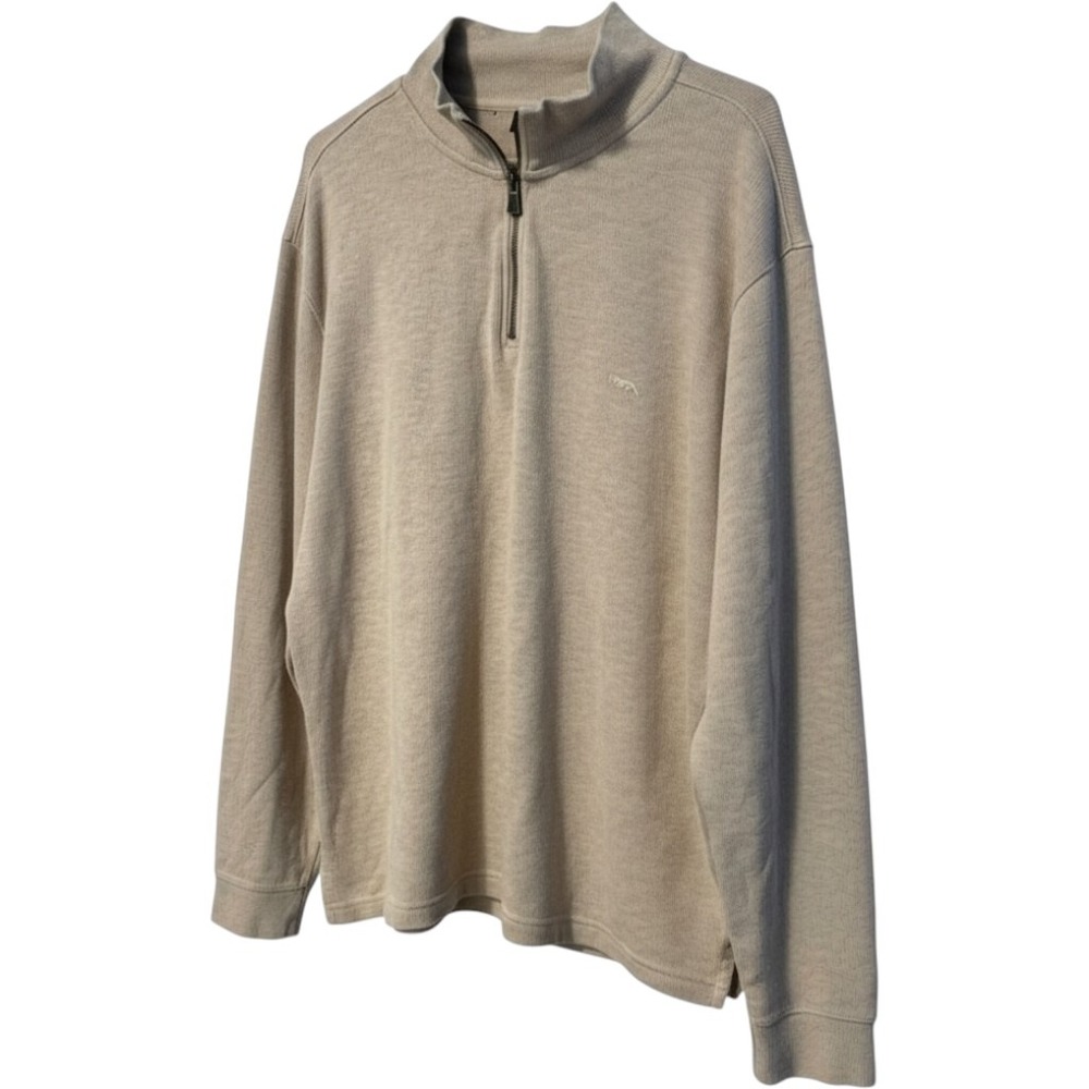 Rodd & Gunn Quarter Zip Pullover Mens XL Beige Cotton